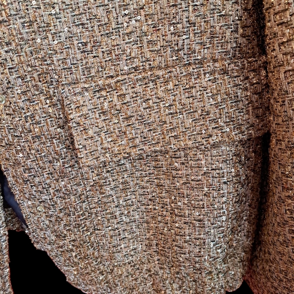 Liz Claiborne XL gold Tweed/sequin Holiday Party Jacket NWT msrp90 - Picture 2 of 5